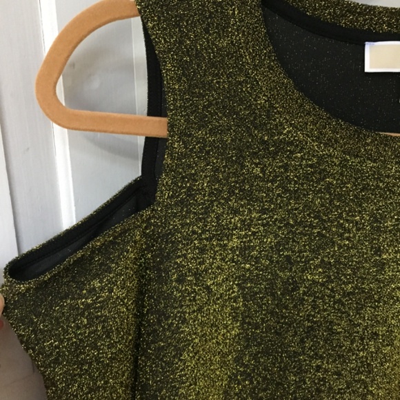 MICHAEL Michael Kors Metallic Green-Gold Cold Shoulder Tunic - Picture 5 of 15